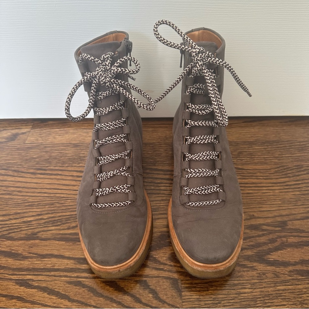 Coclico Dooby Boots Taupe Grey Suede Lace Up Hiking Weather Resistant Sz 36